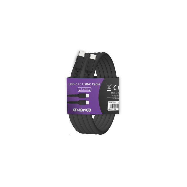 GrabNGo Cable USB-C > USB-C 1m - Zwart